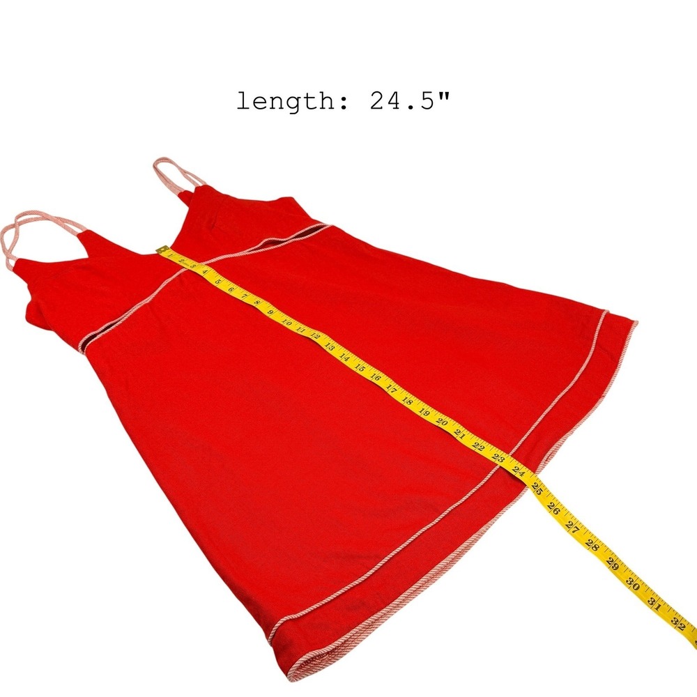 BlueSteel Red Linen Blend Mini Dress V-Neck‎ Cut-Out Strappy Summer Size G - Picture 5 of 8